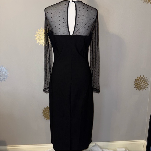 Elegant‎ Black Lace Chest/Sleeves Mid-Calf Dress Sophisticated Goth Ladies L - Picture 4 of 11